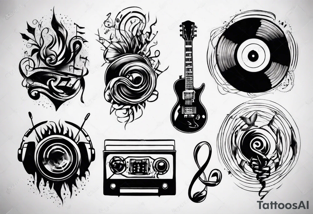 sound music vinyl tattoo idea