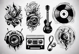 sound music vinyl tattoo idea