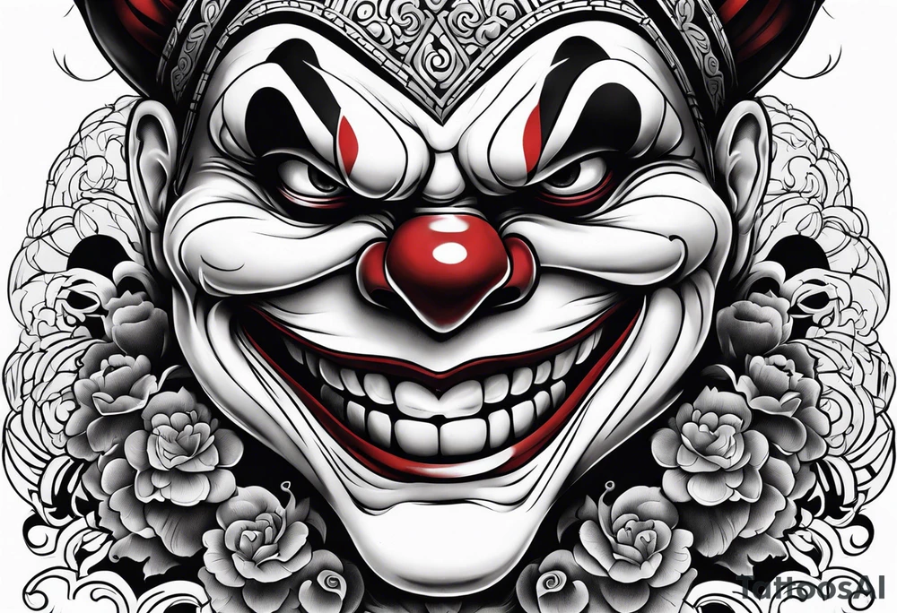 Evil clown gangster tattoo idea