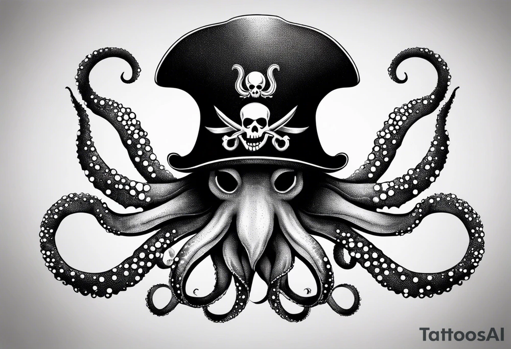 octopus wearing a pirate hat tattoo idea