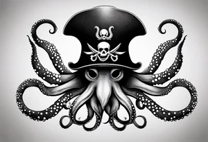 octopus wearing a pirate hat tattoo idea