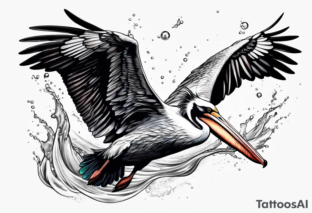 plunge diving pelican tattoo idea