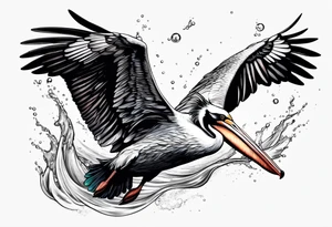 plunge diving pelican tattoo idea
