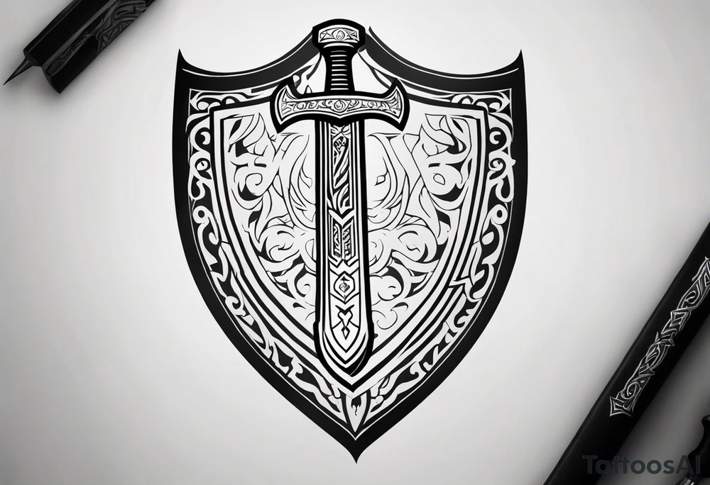 Valhalla shield sword tattoo idea