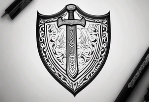 Valhalla shield sword tattoo idea