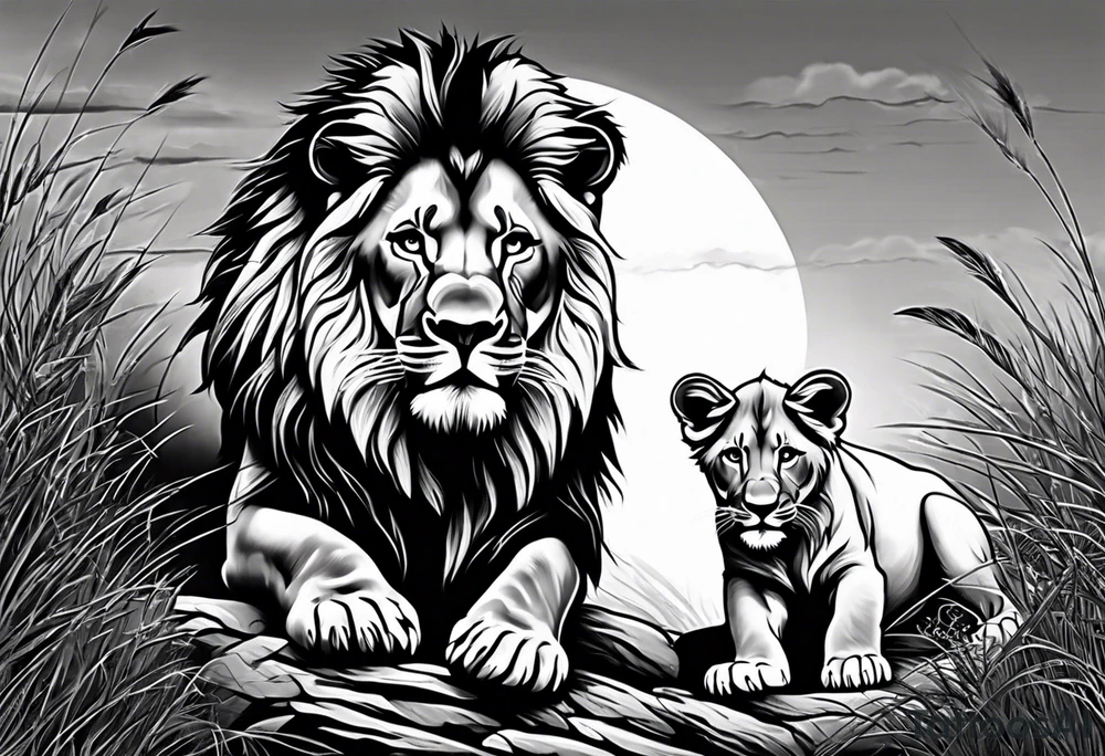 lion and cub tattoo idea