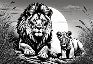 lion and cub tattoo idea