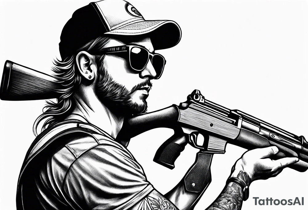 capricorn with sunglasses and shotgun tattoo idea