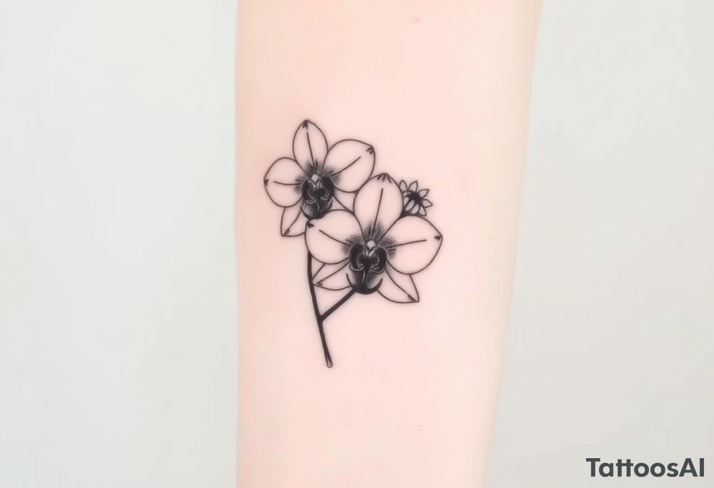 Orchid and sunflower tattoo idea