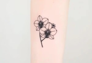 Orchid and sunflower tattoo idea