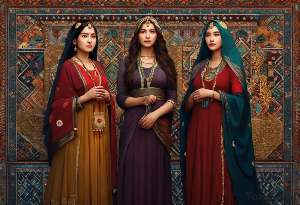 3 female people standing next to each other. The one on the left is a young girl, the one in the middle is a mature woman, the one on the right is a very old woman. They are looking forward.
There are 3 weavers. They symbolize the moirs, old goddesses of destiny. tattoo idea