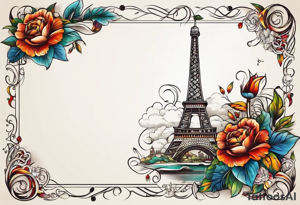 Post card, travel tattoo, sleeve tattoo idea