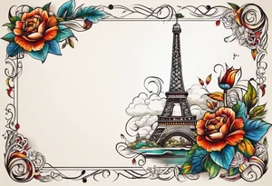 Post card, travel tattoo, sleeve tattoo idea