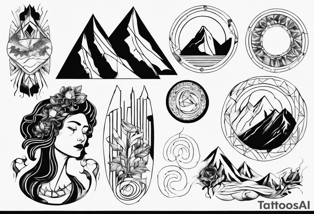 Persephone with mountains tattoo idea