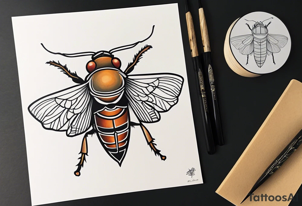 Neo traditional Cicada tattoo idea