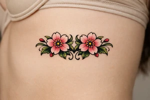 Two Cherry blossoms , symmetrical tattoo idea