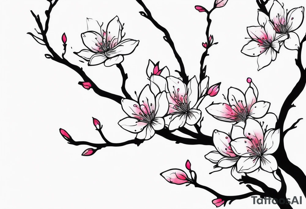 branch kinda like sakura 
 gothic vibes thin long area on forearm tattoo idea