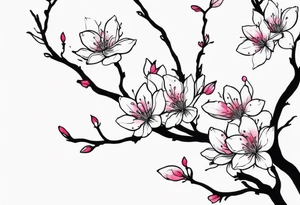 branch kinda like sakura 
 gothic vibes thin long area on forearm tattoo idea