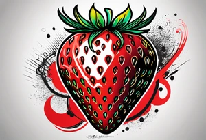 Single Strawberry tattoo idea