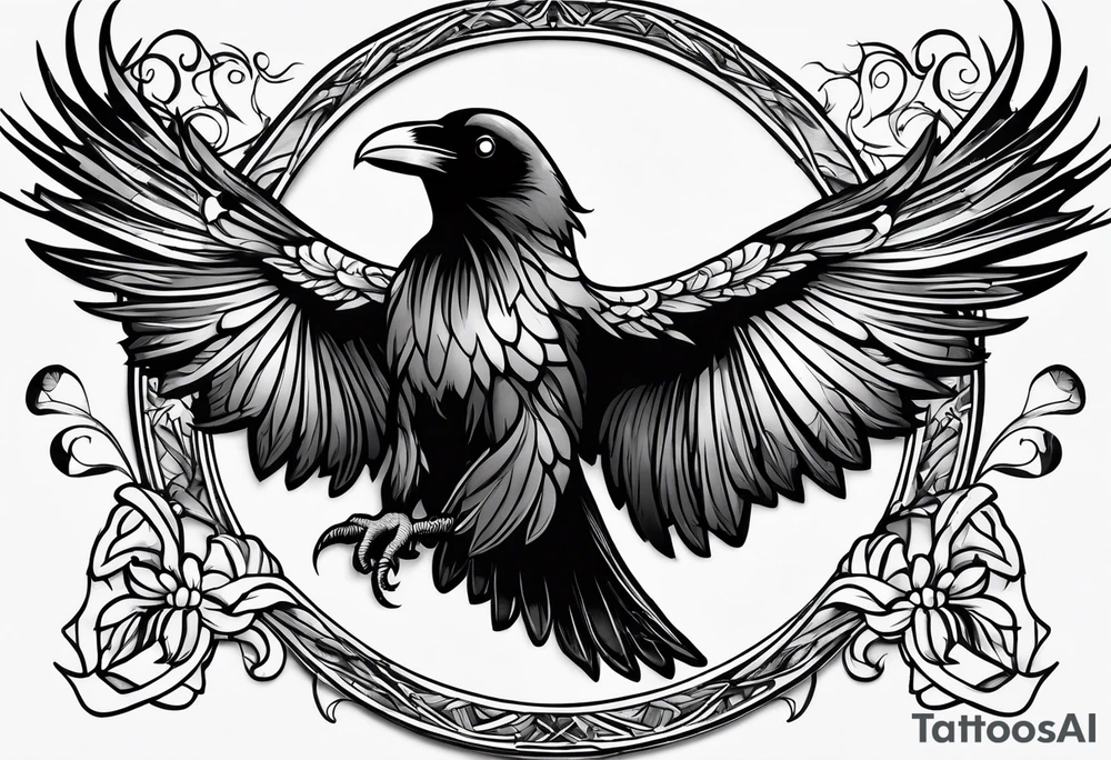 raven flying tattoo idea