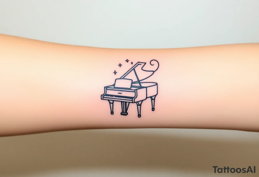 grand piano under the stars swirl tattoo idea