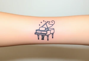 grand piano under the stars swirl tattoo idea
