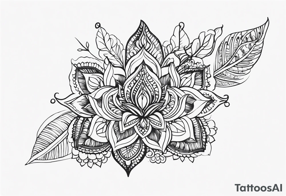 Single needle Thai henna tattoo idea