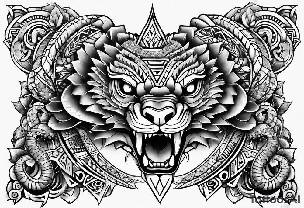 aztec snake sleeve tattoo idea