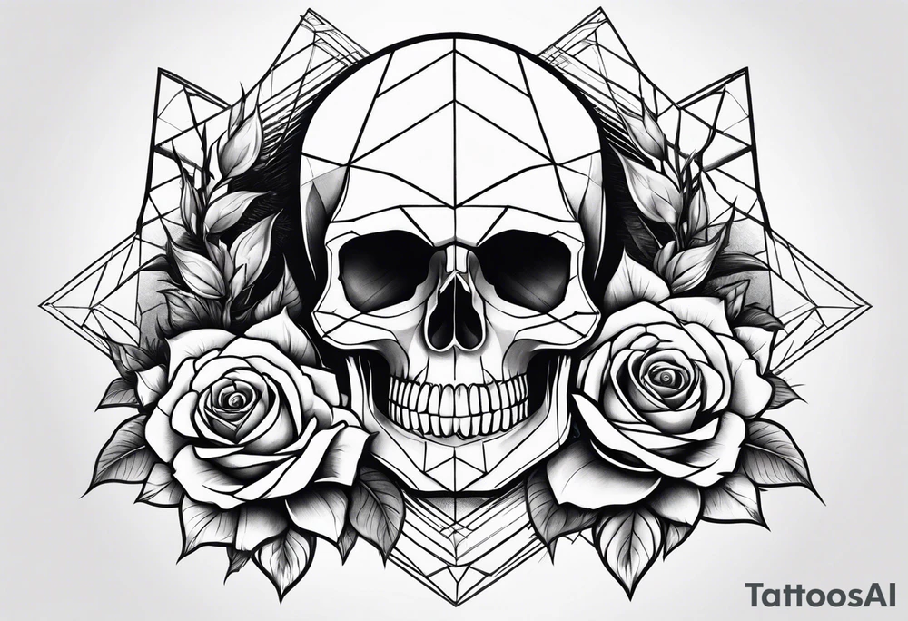 skull and roses tattoo idea