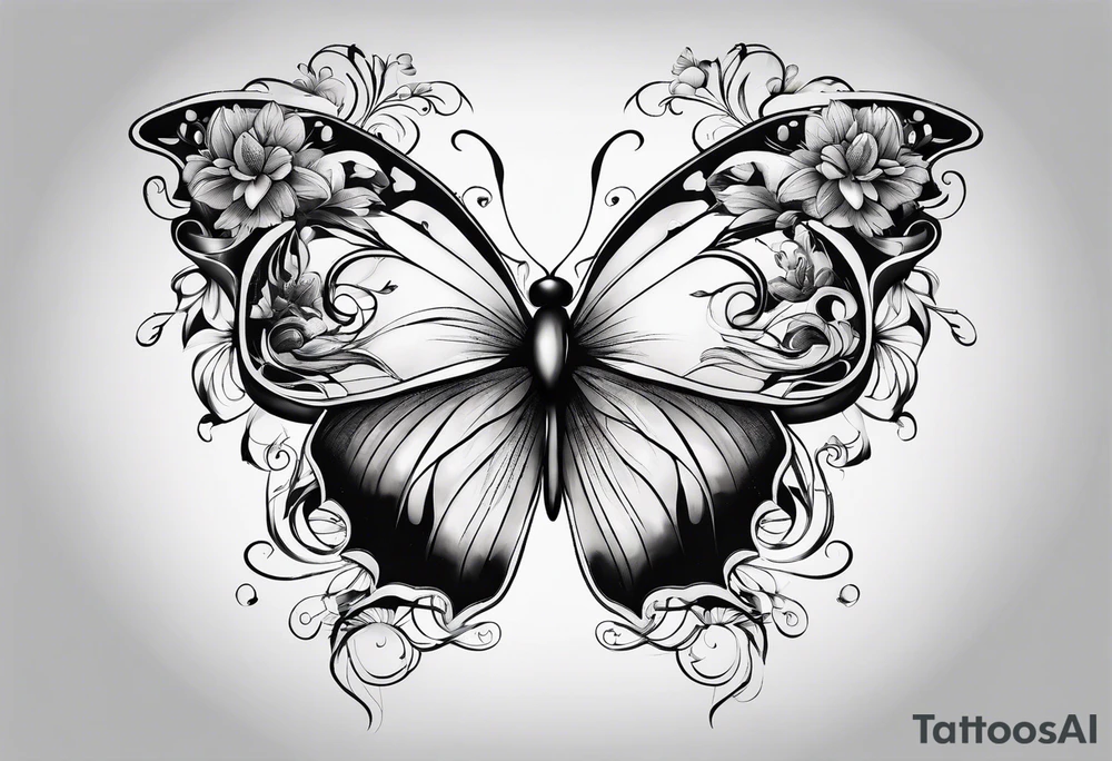 Butterflies and oceans tattoo idea