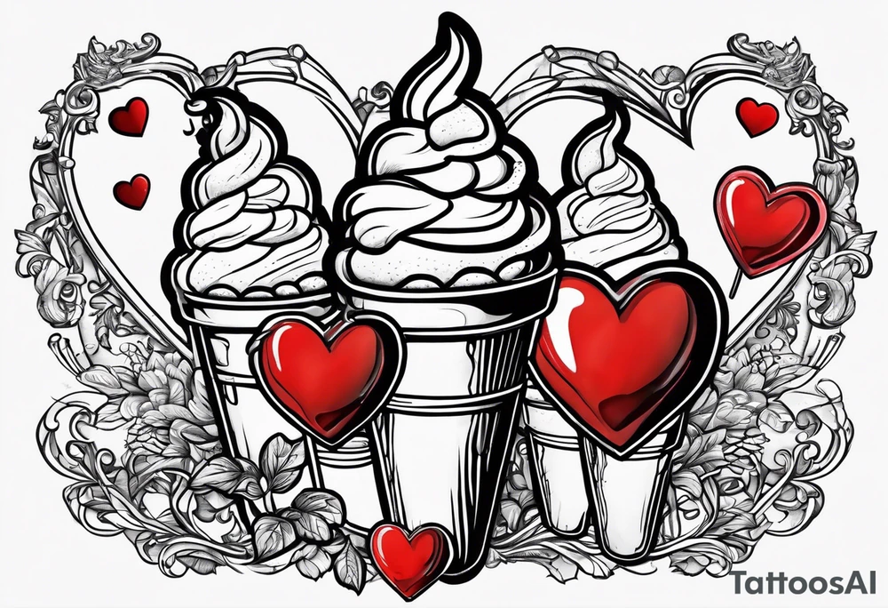 small one scoop ice cream cone with small red heart on it somewhere while representing Scotland tattoo idea