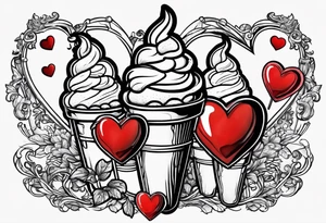 small one scoop ice cream cone with small red heart on it somewhere while representing Scotland tattoo idea