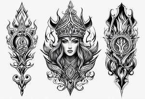 trident in flame tattoo idea