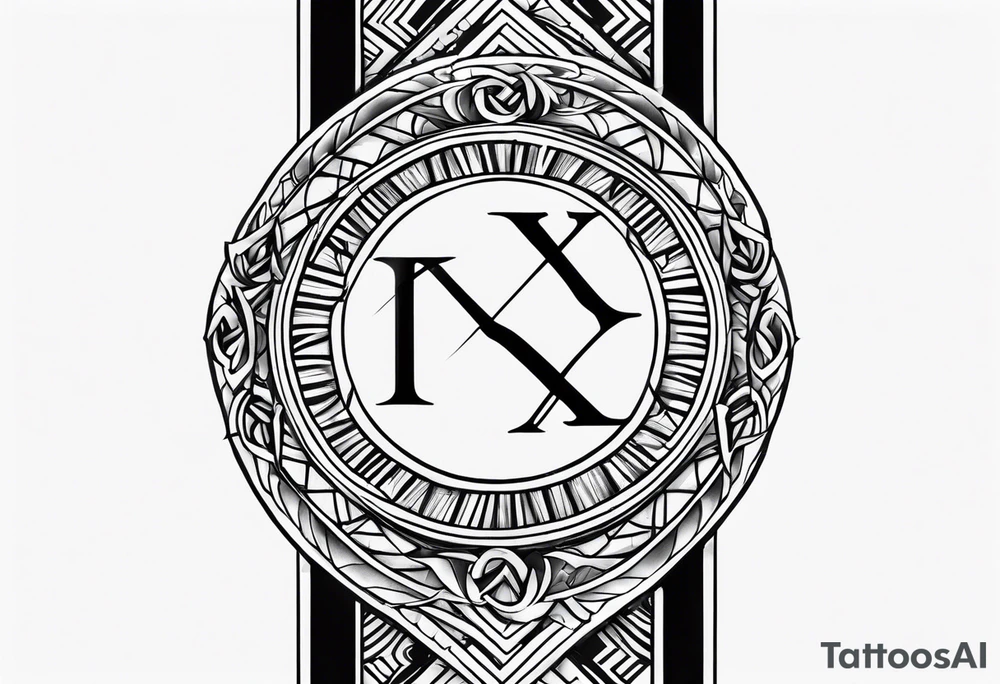 Leg band Roman numerals IX XI tattoo idea