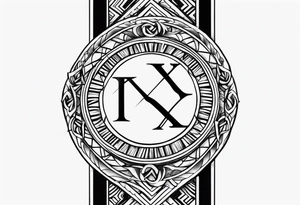 Leg band Roman numerals IX XI tattoo idea