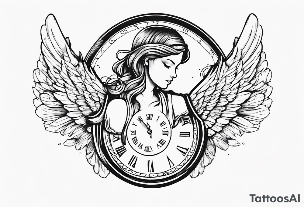 angel holding a clock tattoo idea