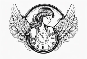 angel holding a clock tattoo idea