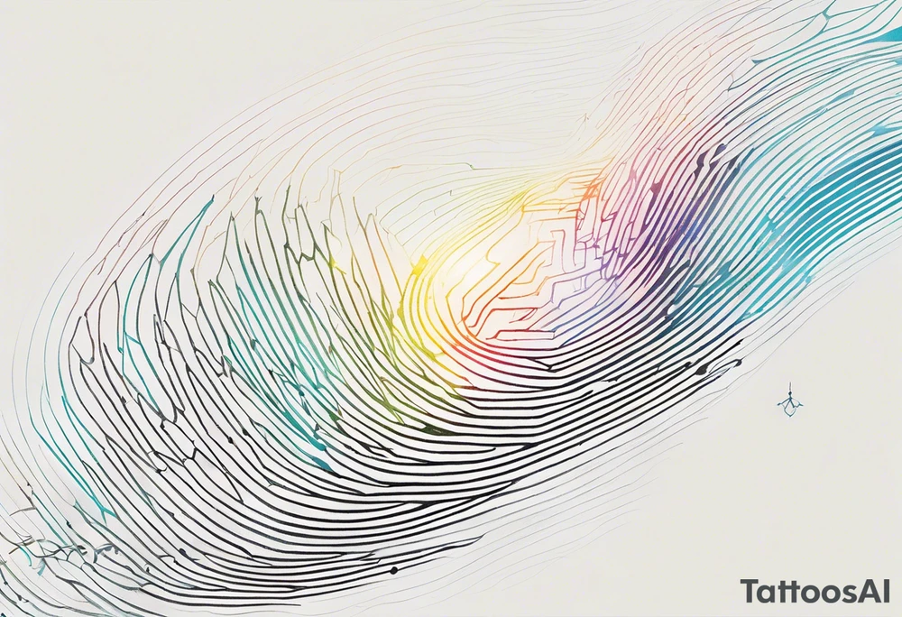 luminous trail that transcends time and space, etched onto your skin. The trail blurs into existence, its edges pulsating with energy. Imagine it as a ribbon of iridescent light, weaving through a cybernetic lattice—a fusion of biomechanics and cosmic velocity. tattoo idea