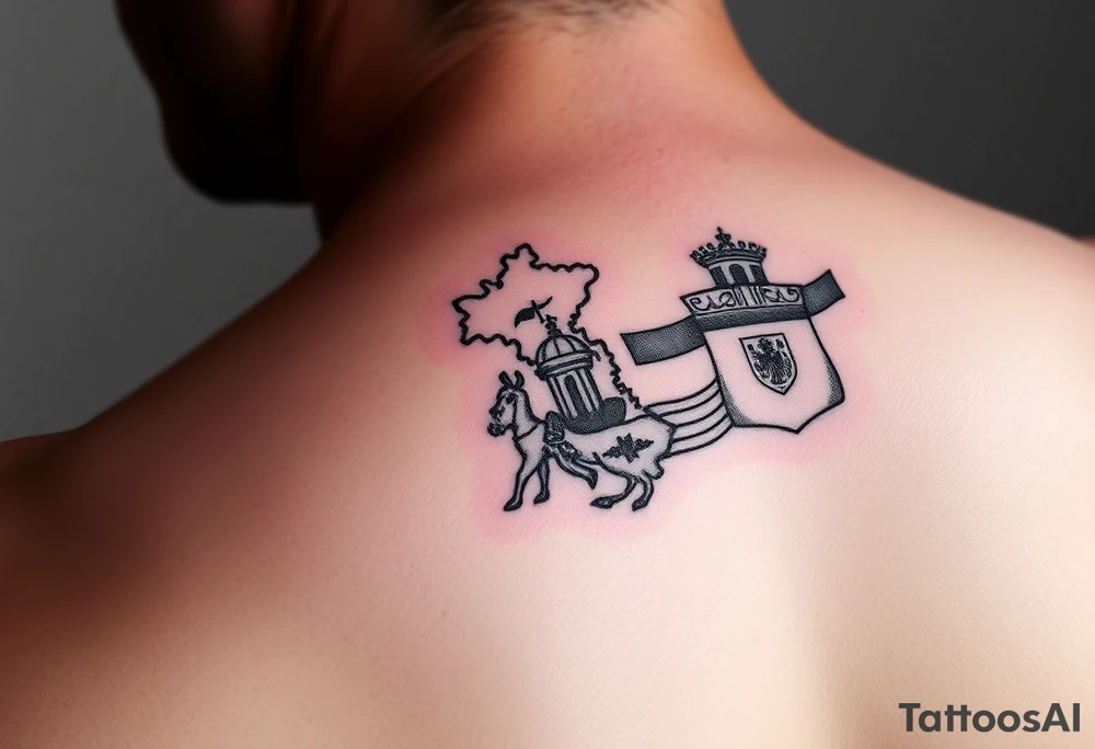 tattoo combining France, Italy, Netherlands, Spain tattoo idea