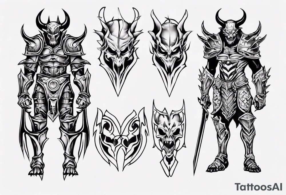Demonic leg armor tattoo idea