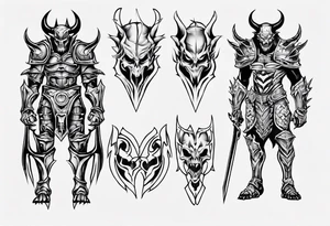 Demonic leg armor tattoo idea