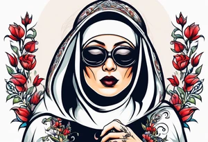 Blind folded nun hushing tattoo idea