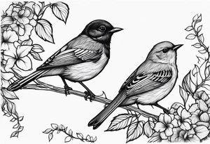 Small birds and vines going up tattoo idea