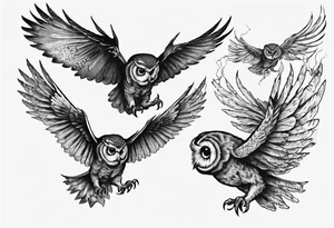 Demonic Owl Flying Attack. tattoo idea
