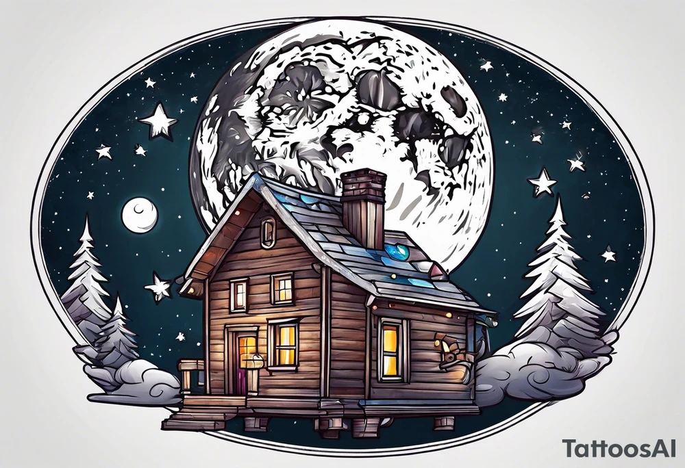 bear building a house on the moon tattoo idea