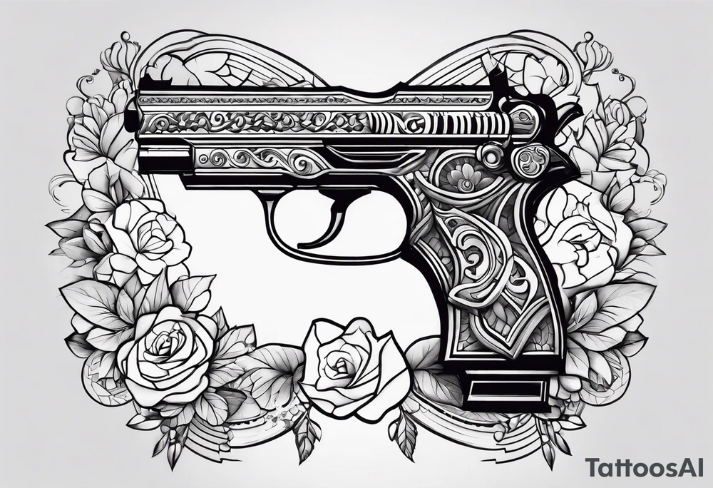 La pistola y corazón. tattoo idea