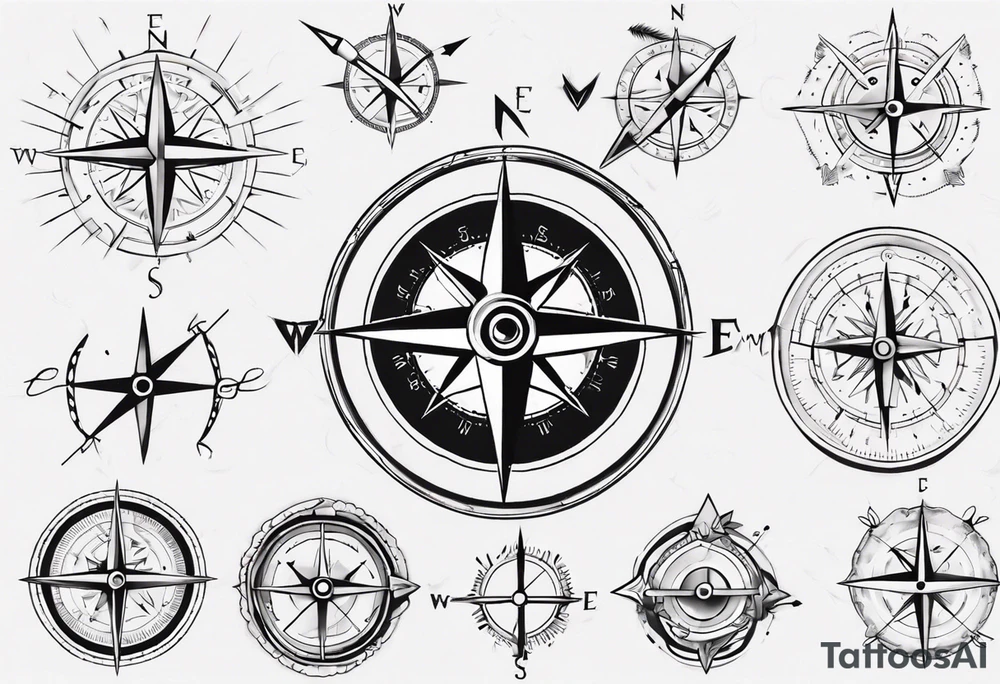 compass with arrow going through it tattoo idea