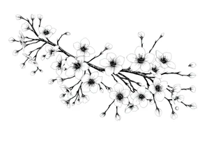 delicate cherry blossoms swirling in spring breeze with petals tattoo idea