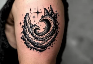 2 opposite worlds on different sides of a black hole. tattoo idea