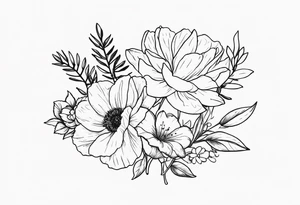 November birth flower and July birth flower in a bouquet small tattoo idea